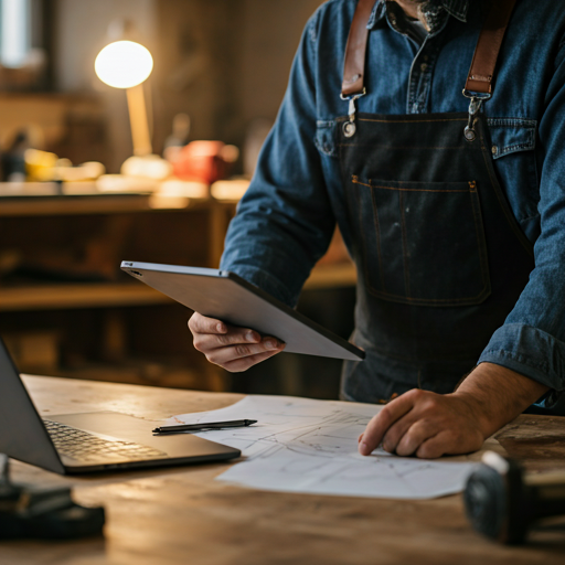 Handwerker mit Tablet